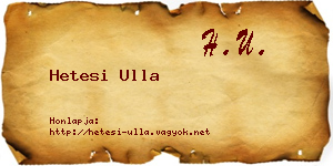 Hetesi Ulla névjegykártya